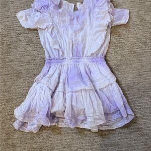 LoveShackFancy White and purple Ruffled Tiered dress